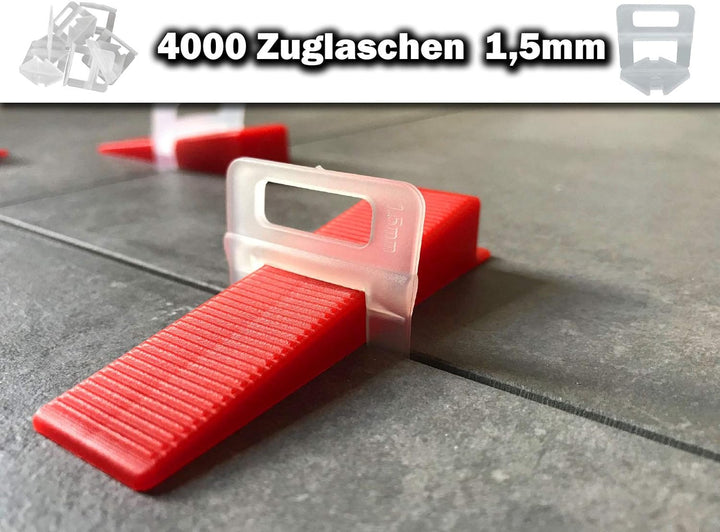 4000 Laschen 100 Keile 1,5mm Das GÜNSTIGE Fliesen Nivelliersystem Zange Keile Zuglaschen einzeln ode