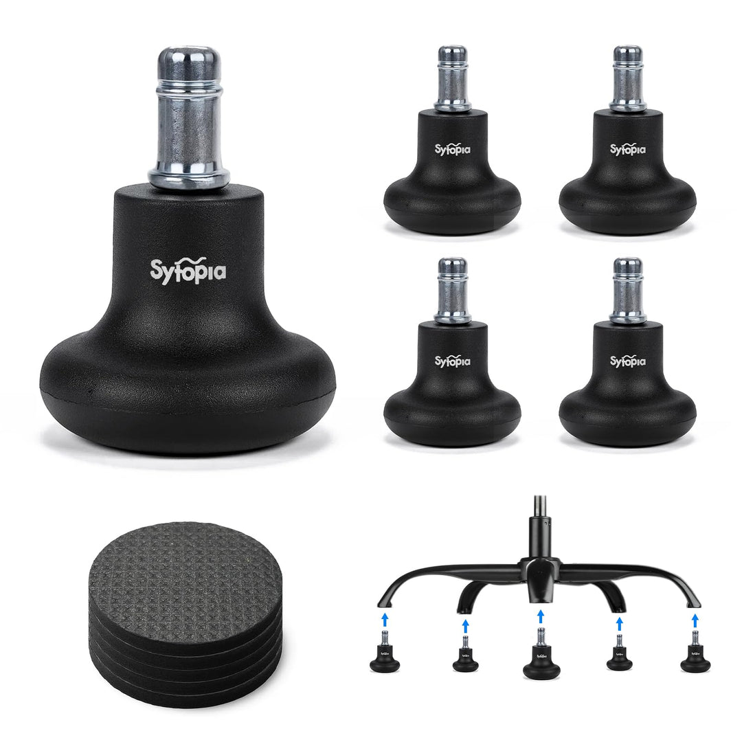 Sytopia 5 Stück Bodengleiter 2 Zoll, Höhe 6,5cm, mit Filzpads, Ersatz für Bürostuhl Rollen, Stuhlgle