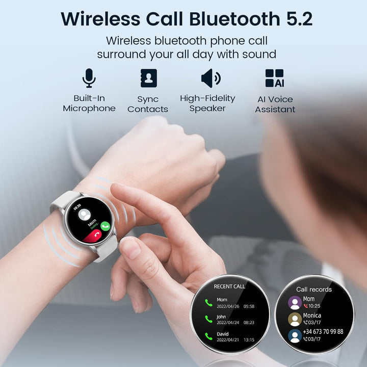 RUXINGX Smartwatch Damen Herren mit Telefonfunktion, 1.32 Zoll HD Voll Touchscreen, Armbanduhr mit S