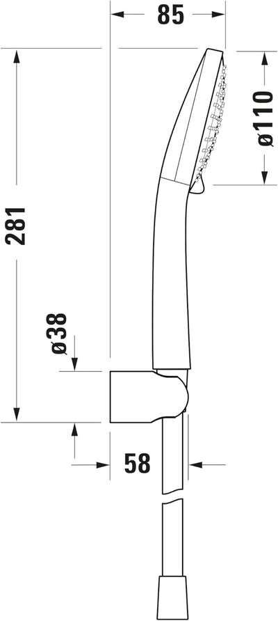 Duravit Universal Brauseset, wassersparende Handbrause rund ((Ø 110 mm), Wandanschlussbogen, flexibl