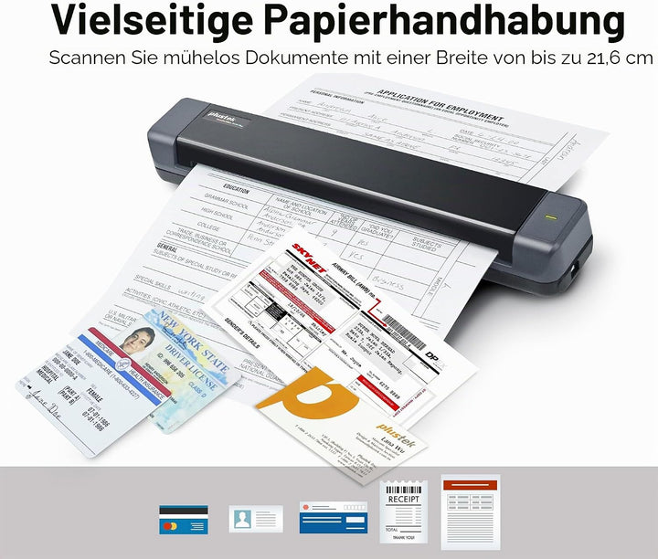 Plustek MobileOffice S410 Plus - mobiler Dokumentenscanner (600dpi, A4, USB) inkl. Plustek iDoc Soft