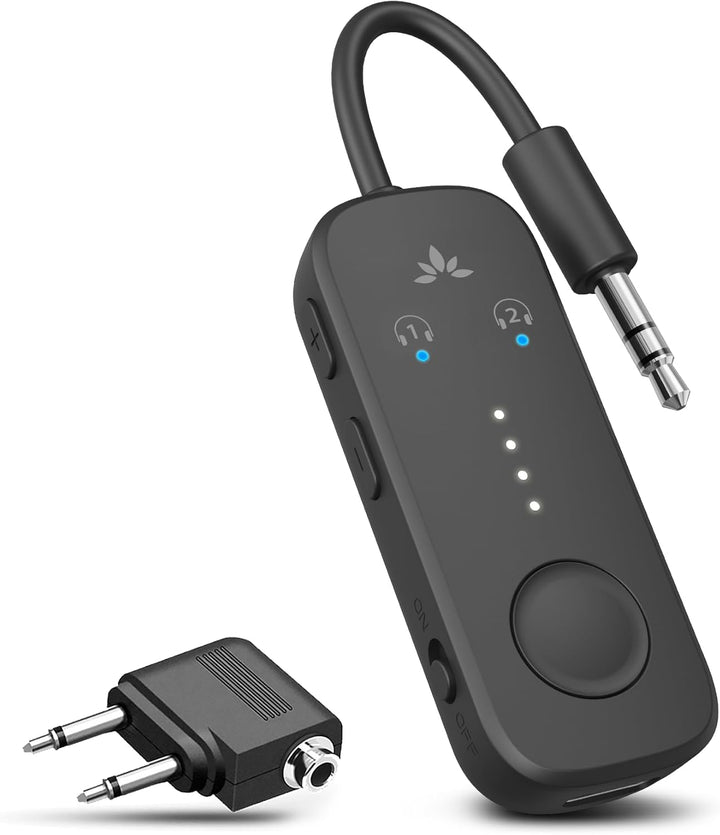 Avantree Relay - Premium Flugzeug Bluetooth 5.3 Adapter für alle Kopfhörer, apt-X geringe Latenz, un