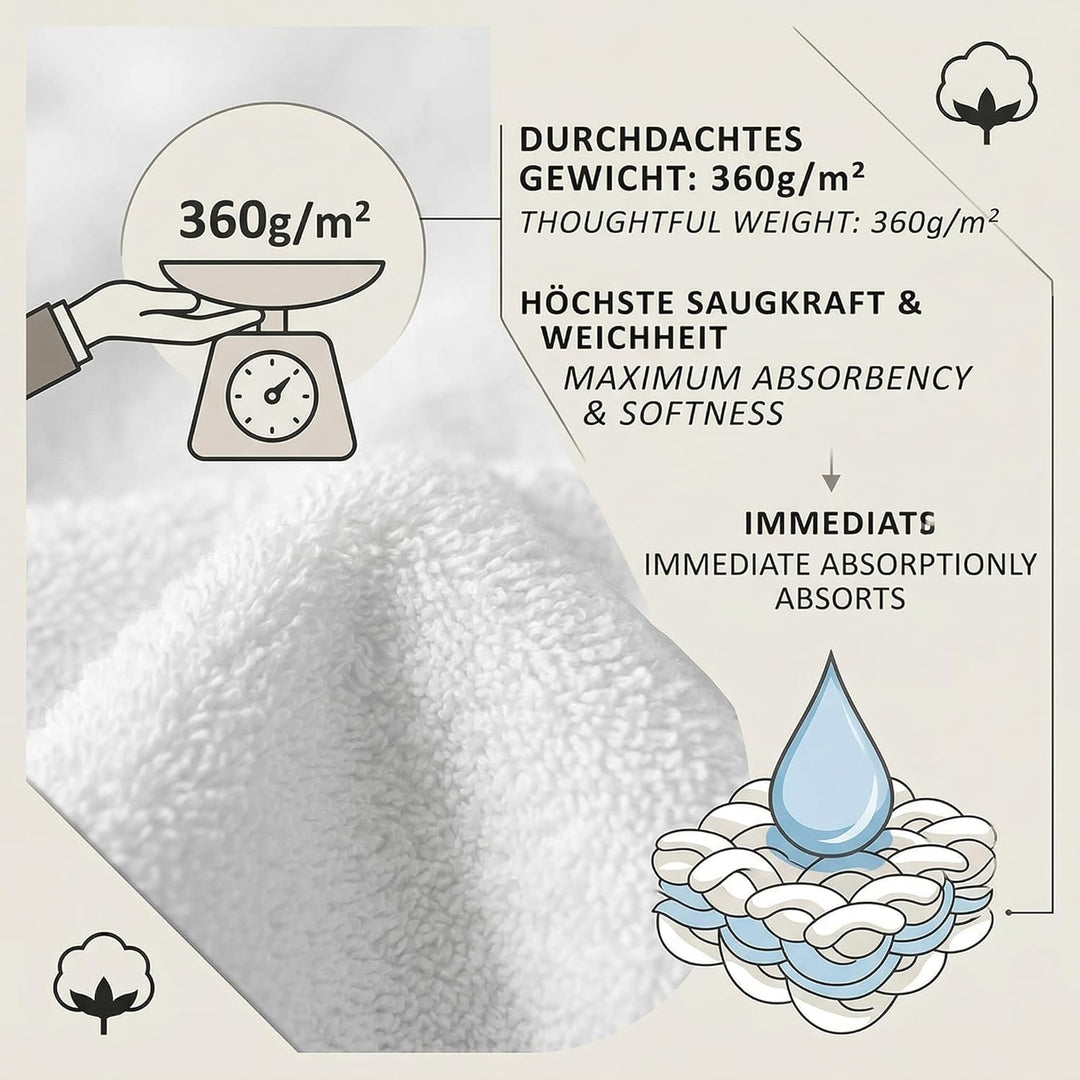Betz Berlin 6er Set 2X Maxi Duschtuch 100 x 150 cm 4X Handtuch 50 x 100 cm 100% Baumwolle Farbe weis
