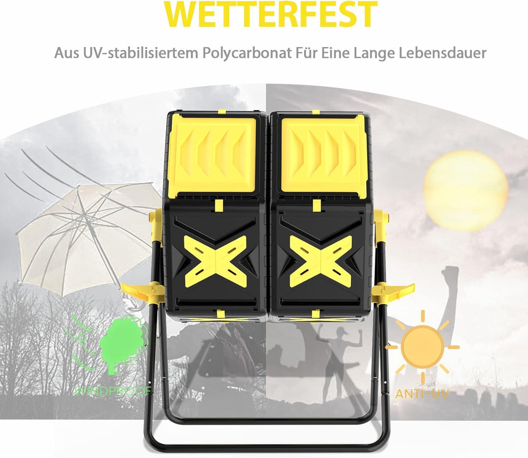 SQUEEZE master Tumbling Komposter Bin, Doppelkammer kompost Tumbler mit Easy-Turn, schnell arbeitend