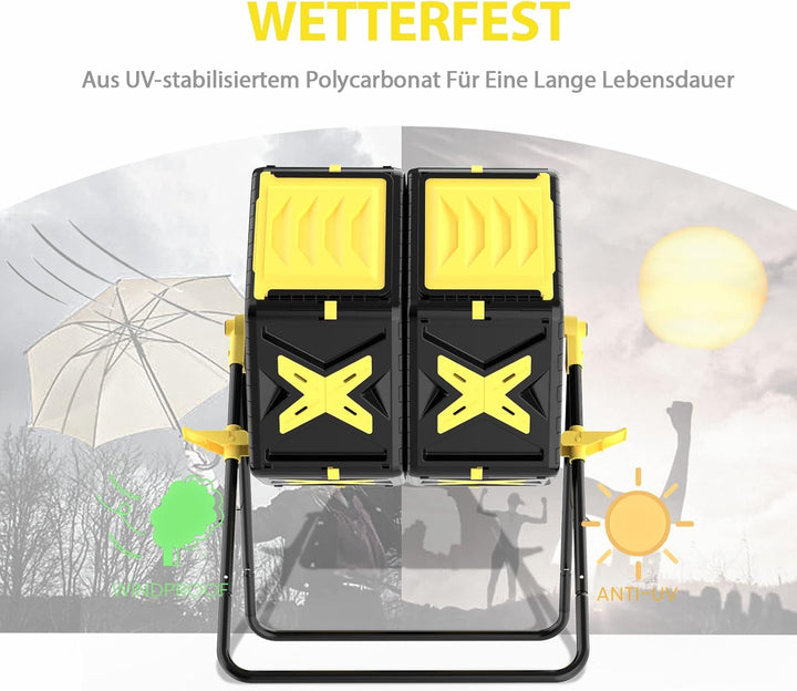 SQUEEZE master Tumbling Komposter Bin, Doppelkammer kompost Tumbler mit Easy-Turn, schnell arbeitend