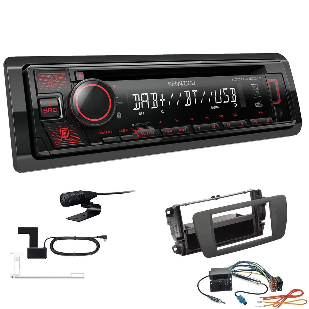 Kenwood KDC-BT450DAB 1-DIN DAB Autoradio Bluetooth CD USB AUX Einbauset passend für Seat Ibiza IV Ib