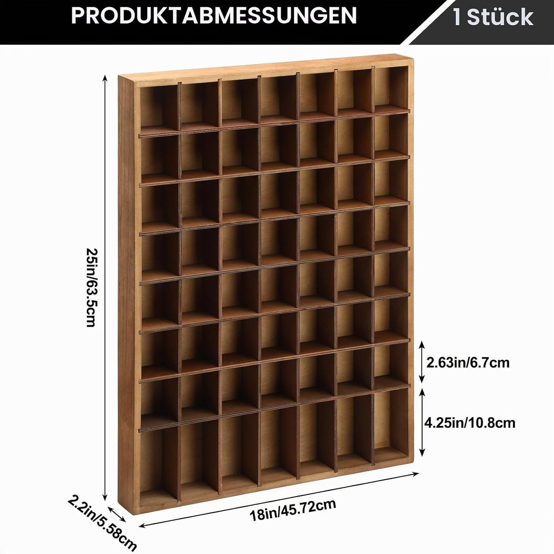 Barydat Schnapsglasvitrine aus Holz, 56 Fächer, Wandmontage, rustikaler Barschrank (Braun, 1 Stück)