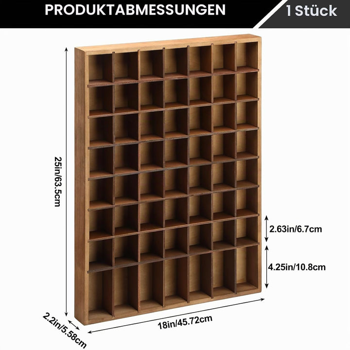 Barydat Schnapsglasvitrine aus Holz, 56 Fächer, Wandmontage, rustikaler Barschrank (Braun, 1 Stück)