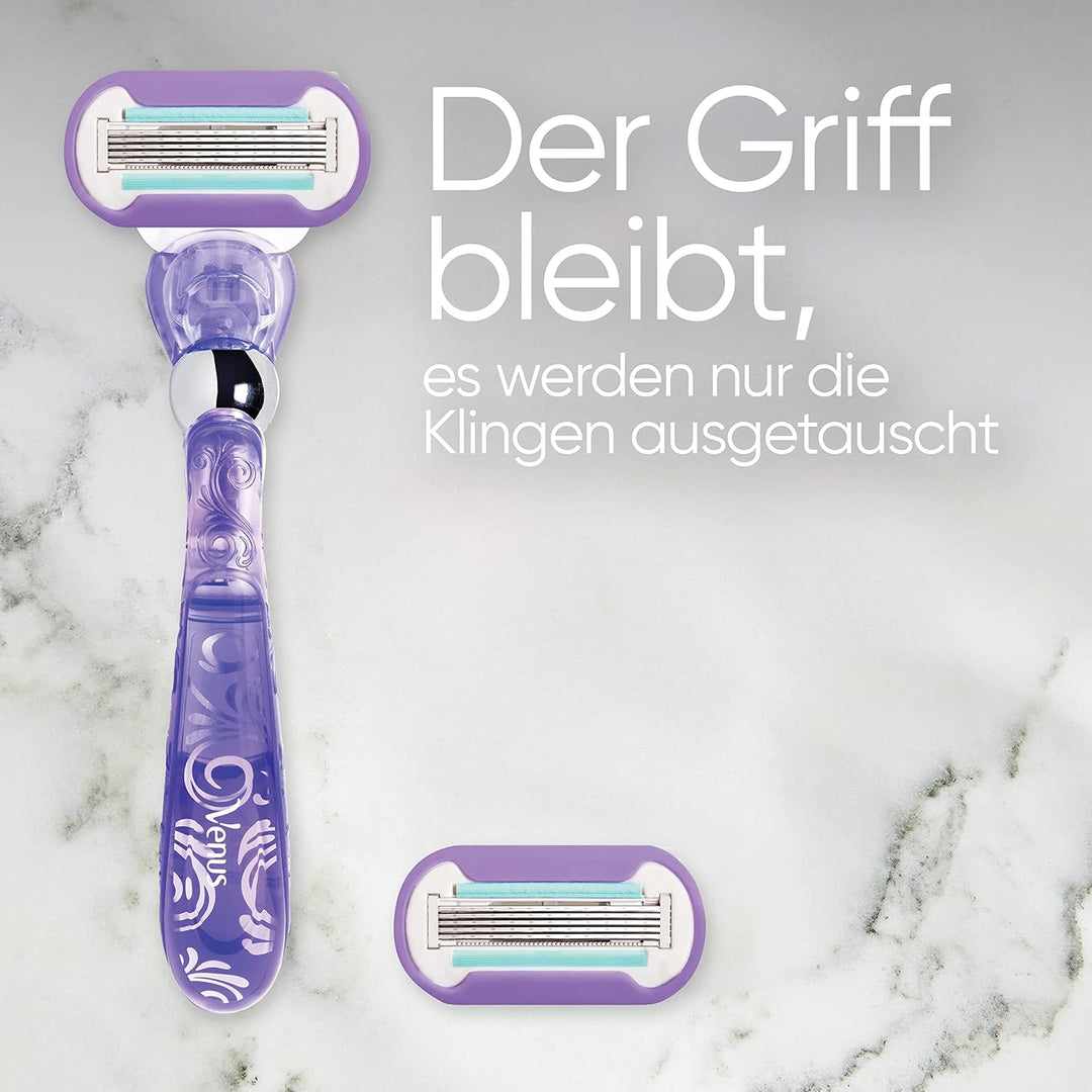 Gillette Venus Deluxe Smooth Swirl Rasierer Damen, Damenrasierer + 9 Rasierklingen mit 5-fach Klinge