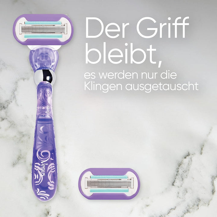 Gillette Venus Deluxe Smooth Swirl Rasierer Damen, Damenrasierer + 9 Rasierklingen mit 5-fach Klinge