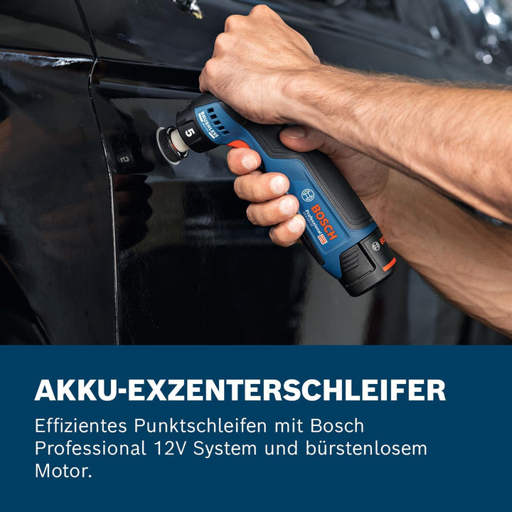 Bosch Professional 12V System Akku-Exzenterschleifer GEX 12V-32 (inkl. montiertem 32 mm Klett-Schlei