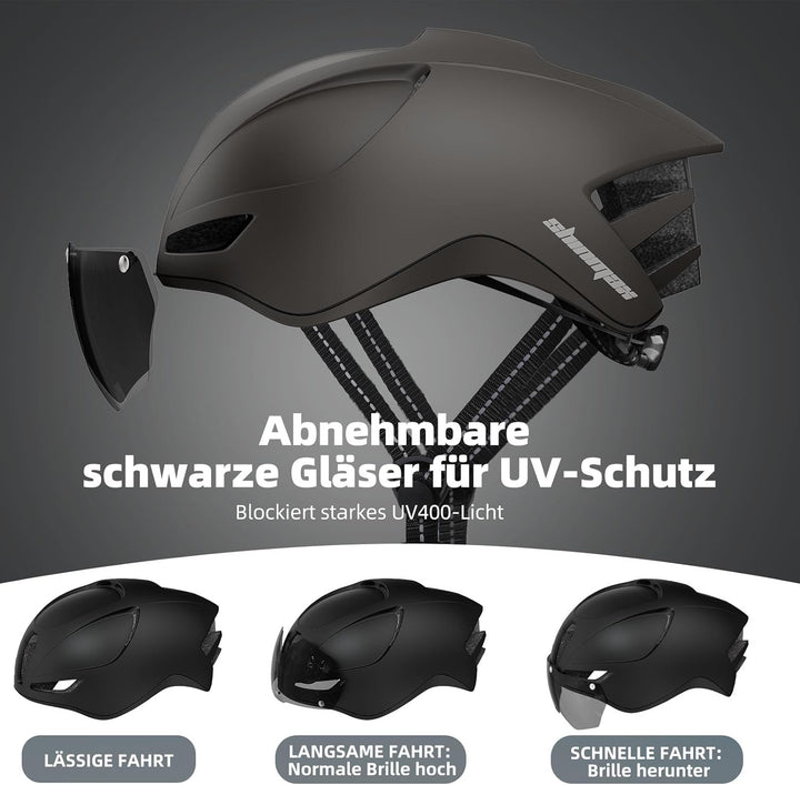 Shinmax Fahrradhelm Herren Damen mit Licht USB-Aufladung Fahrradhelm mit Visier Magnetische Abnehmba