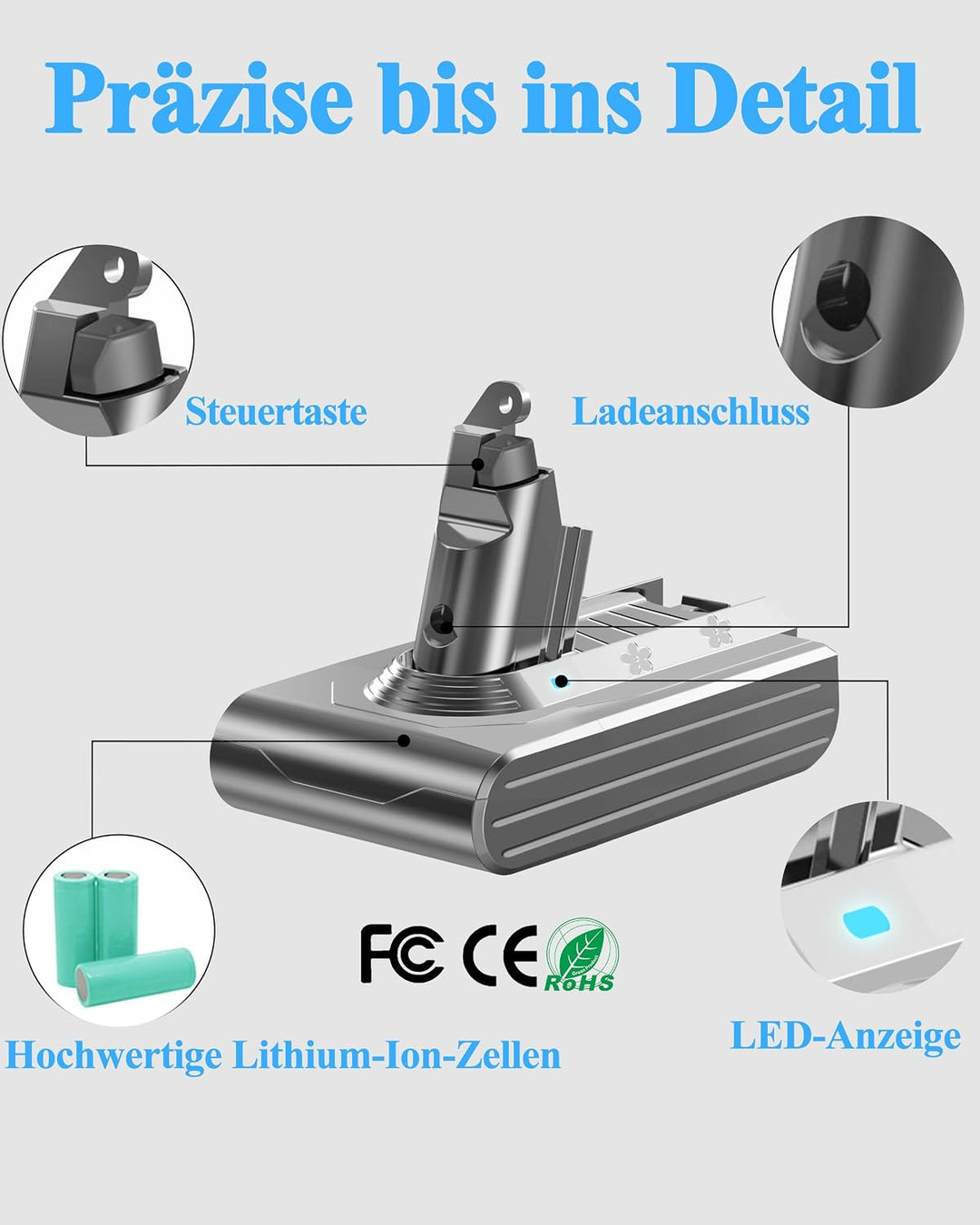 DTK Akku Ersatzakku Für Dyson Staubsauger V6 SV03 SV05 SV06 SV07 SV09 DC62 DC58 DC59 DC61 DC72 DC74