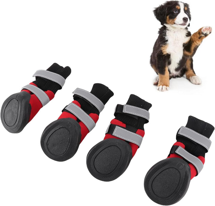 4 Stück Hundestiefel Schwarz Rutschfeste Hundeschuhe Wasserdichte warme Schutzstiefel für mittlere u