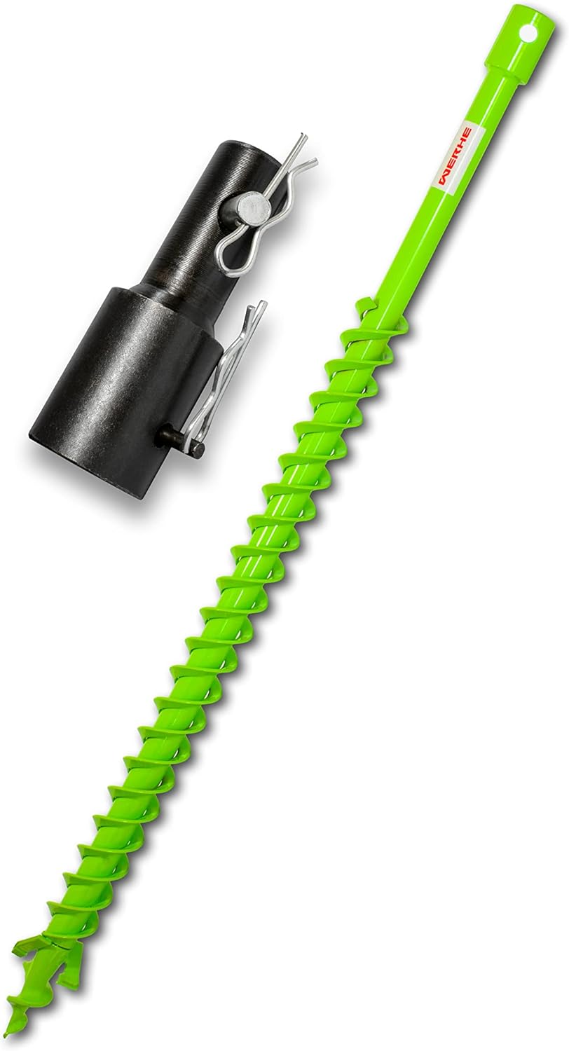 WERHE® Profi Bohrer VollStahl, Erdbohrer für bohrmaschine 40 mm Doppel-Welle extrem robust mit Stihl