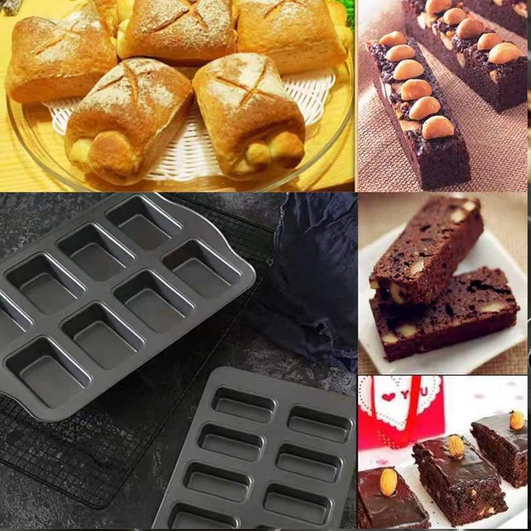 Mini-Kastenform mit 8 Mulden, nicht vorrätig mit Silikongriff, Mini-Brotlaib-Backform, Mini-Brownie-