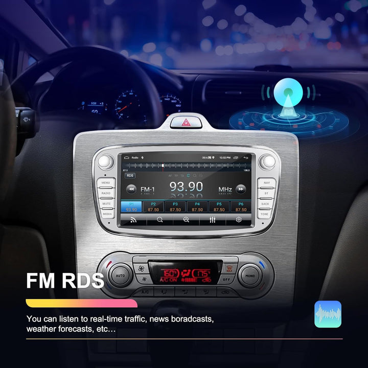 CAMECHO [1+32G] Android 13 Autoradio für Ford Focus mk2 Mondeo Cmax Galaxy Smax Kuga mit Navi, 7 Zol