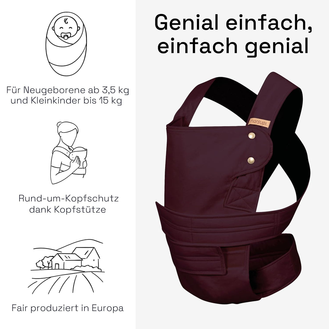 marsupi Babytrage Classic 2.0 – leichte Babytrage für Neugeborene ab 3,5 kg und Kleinkinder bis 15 k