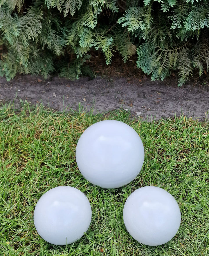 Dekokugel weiss matt 3er Set 15-10-10 cm aus Edelstahl Kugel Dekorationskugel Gartenkugel