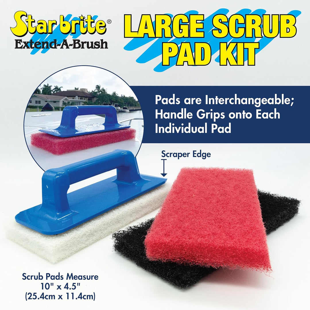 STAR BRITE Grosses Scrub Pad Kit - Griff mit 3 Unterschiedlich Strukturierten Pads