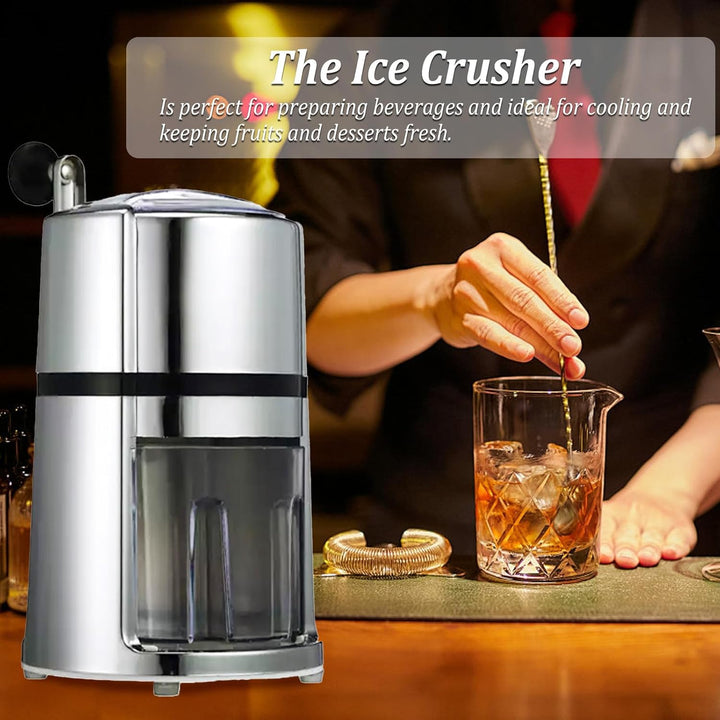 Edelstahl Manuell Ice Crusher,Tragbarer Eiszerkleinerer,Eiscrusher mit Eisschaufel,Eiscrusher für Sm