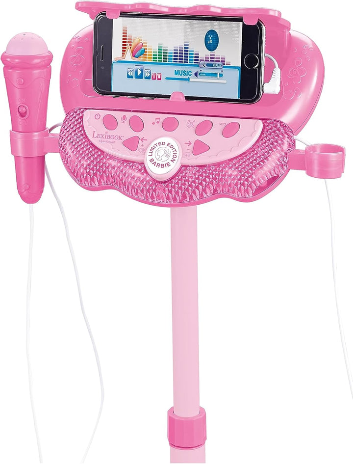 Lexibook Barbie, Leuchtlautsprecher auf Ständer für Kinder, Musikspiel, höhenverstellbar, Lichteffek