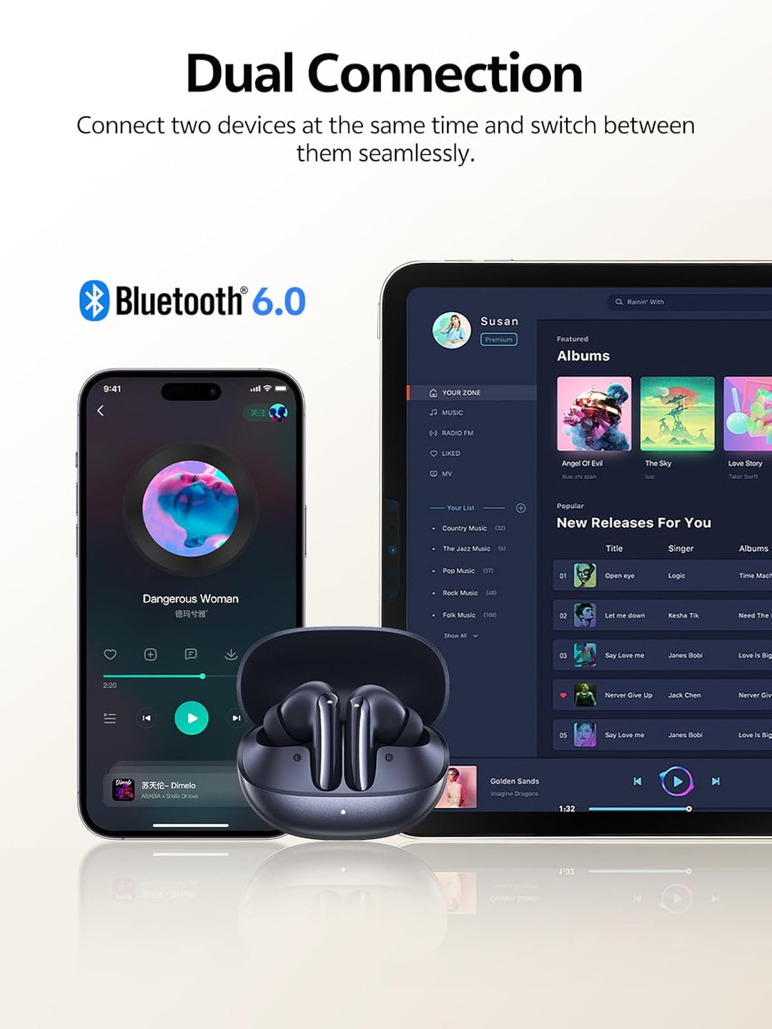 QCY Melobuds N20 In Ear Kopfhörer Bluetooth Noise Cancelling,Bluetooth kopfhörer mit -50dB Adaptive