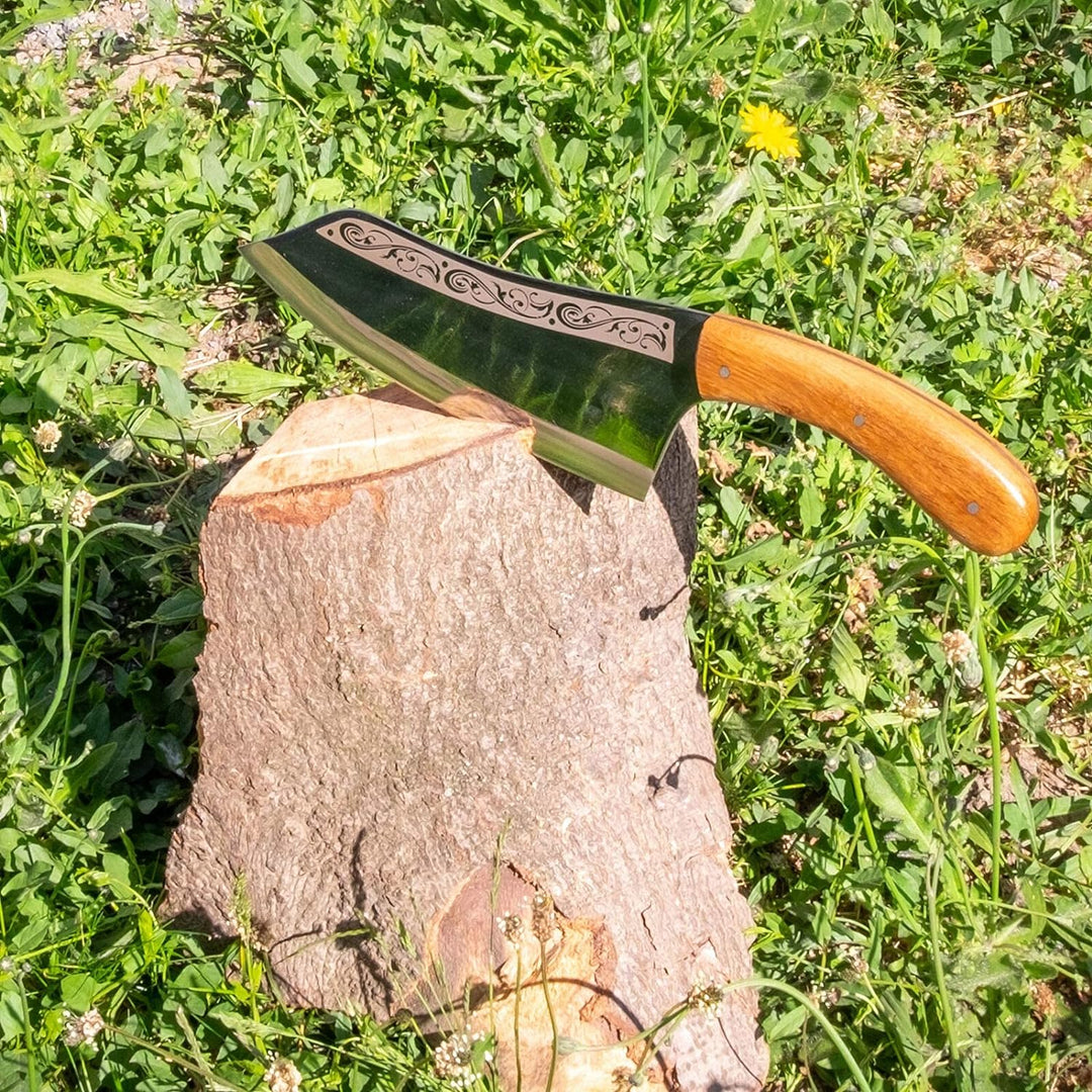 4BIG.fun 32,5cm Messer Beil Hackmesser Chinesisches Kochmesser Handgemacht Handmade Obstmesser Edels