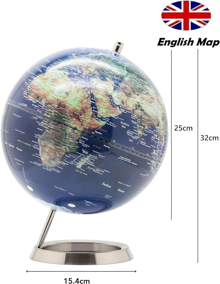 Exerz 25cm Metallic Globus mit einem Rostfreier Stahl Verpackung in hochwertiger Kraftbox, ideal zum