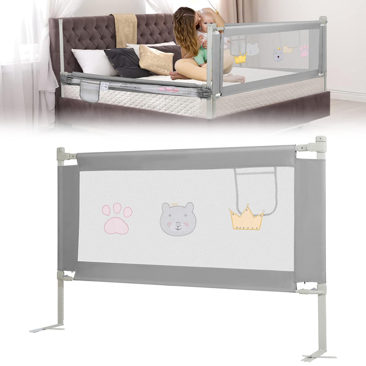 Ikodm 150cm Bettgitter, Bettschutzgitter Höhenverstellbar von 70-98cm, Rausfallschutz Bett, Kinderbe