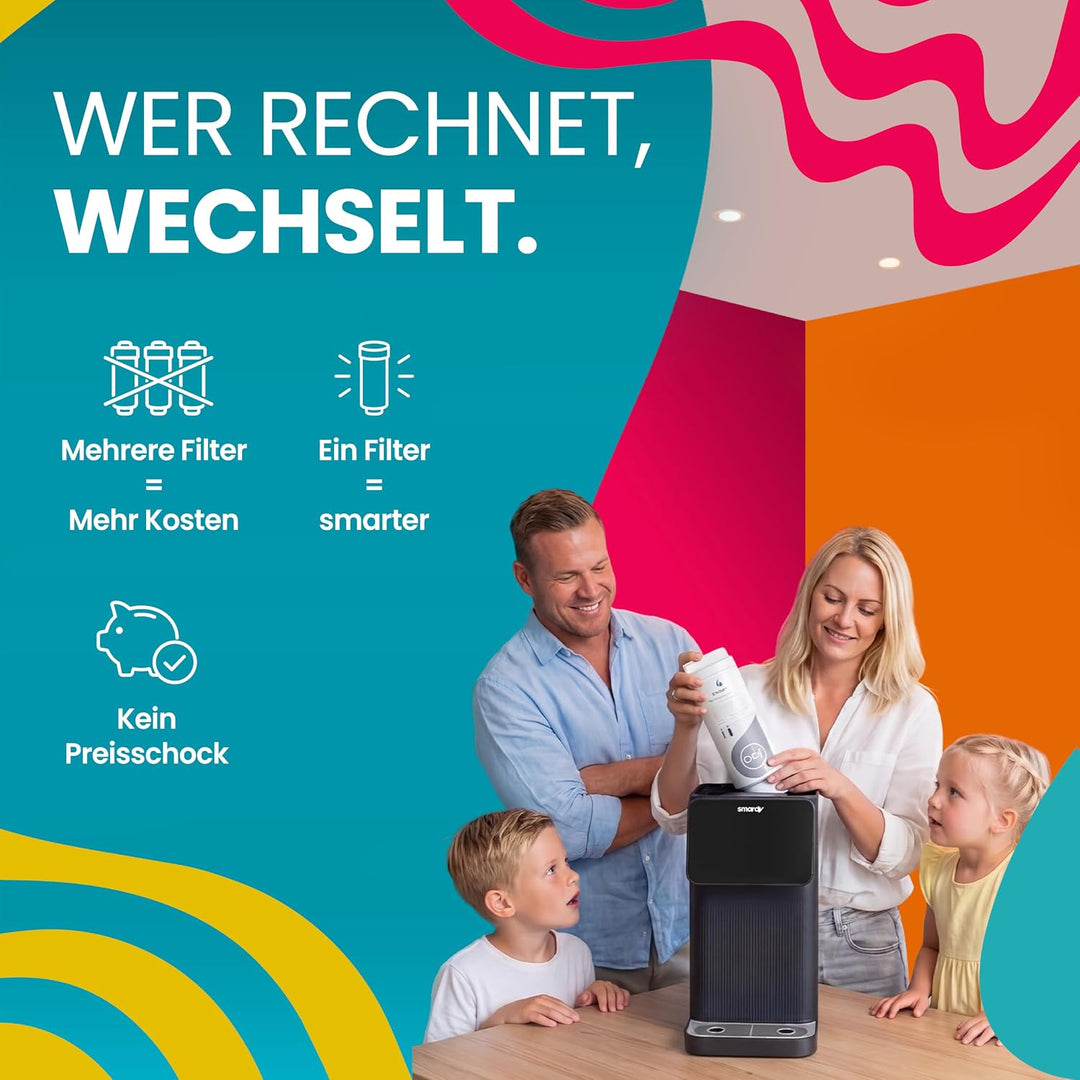 smardy blue tayma Osmoseanlage Auftisch, 5 Temperaturen, Heisswasser 90 °C | 5-stufige Umkehrosmosea