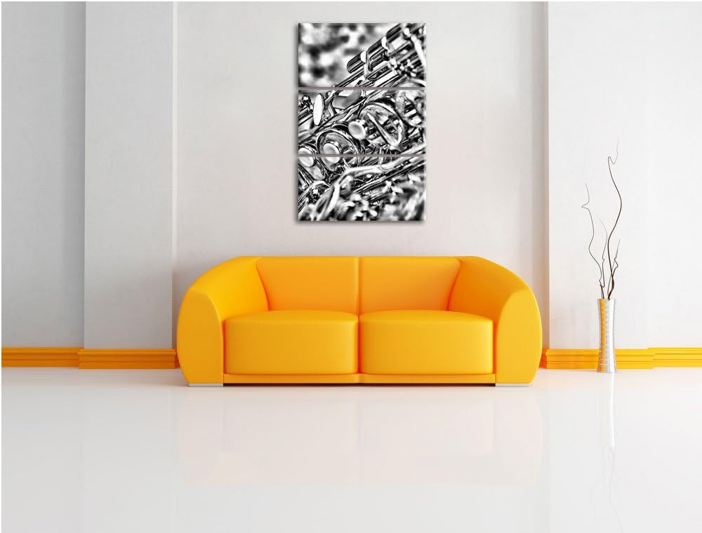 Pixxprint Saxophon als Leinwandbild | Grösse: 3 Teilig (120x80) | Wandbild| Kunstdruck | fertig besp