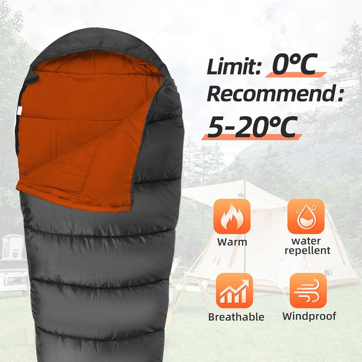Forceatt Schlafsack, 5℃~25℃ 3-4 Jahreszeiten Outdoor Sommerschlafsack, Ultraleicht Kleines Packmass