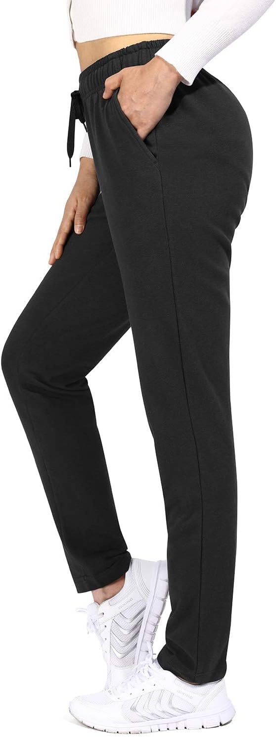 OUGES Jogginghose Damen Sporthose Lang Hose Baumwolle Freizeithose Trainingshose mit Taschen für Fra