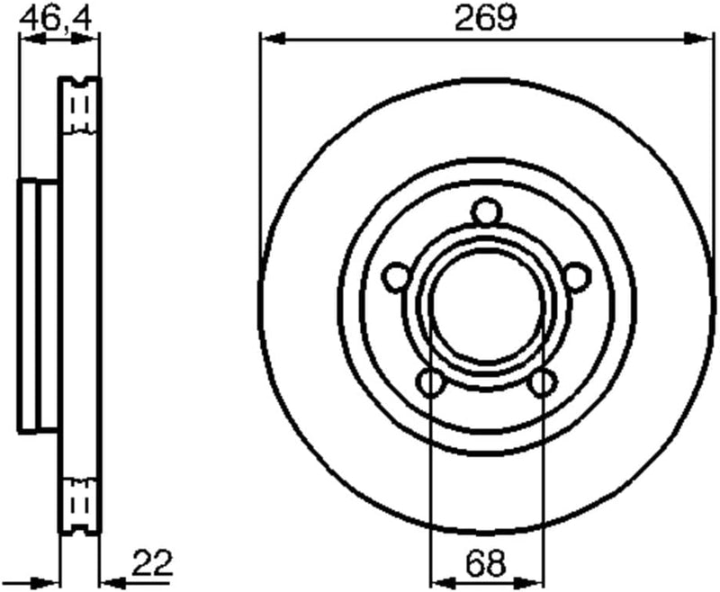 Bosch BD495 Bremsscheiben - Hinterachse - ECE-R90 Zertifizierung - zwei Bremsscheiben pro Set