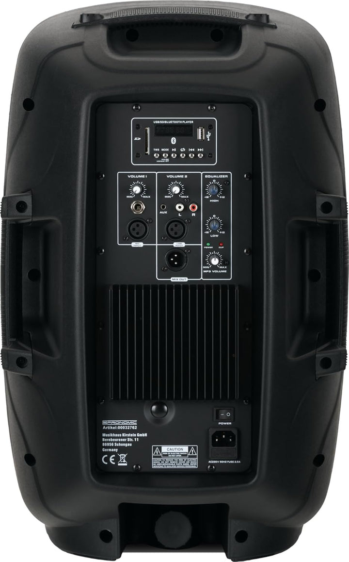 Pronomic PH12A Bühnen- und Konzertlautsprecher Aktiv PA-Lautsprecher Aktive ABS PA-Box, 12 Zoll, 30