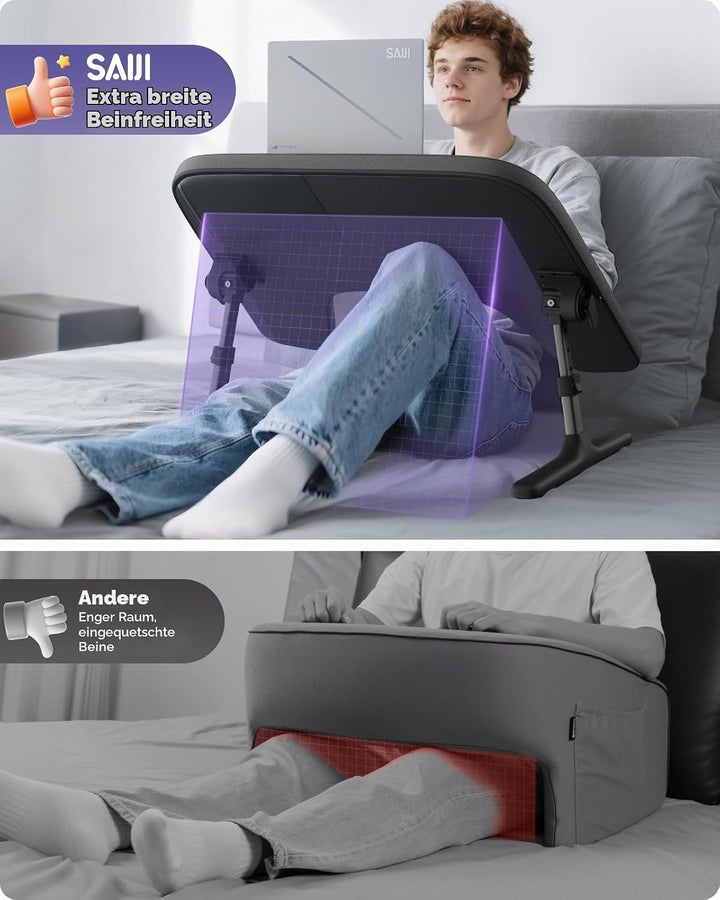 SAIJI Laptop Ständer für Bett und Sofa, Höhen und Neigungsverstellbarer Laptop Tisch mit Weichen Arm