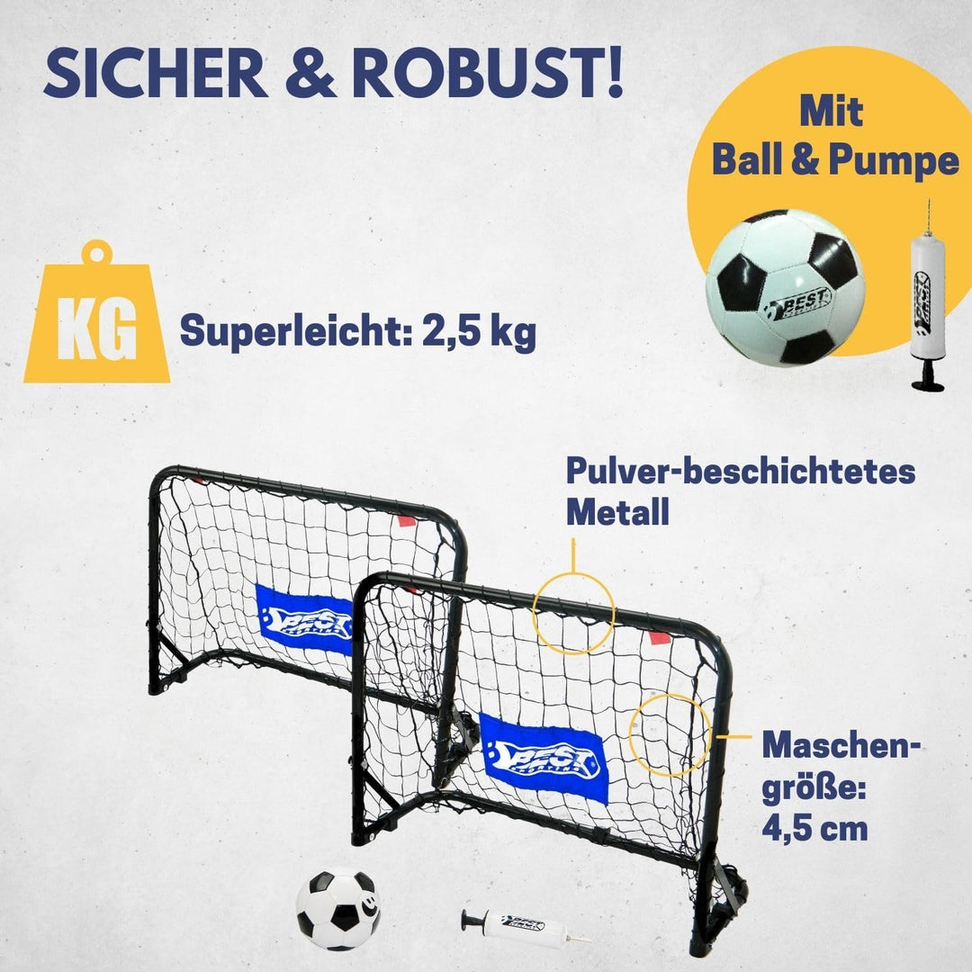 Best Sporting Mini Fussballtor Set Tor I 60cm x 45cm x 224cm I Ball Gr. 5 & Pumpe I Fussball Tor wet
