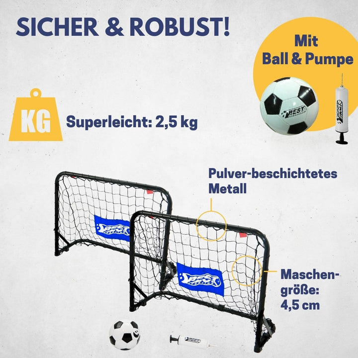 Best Sporting Mini Fussballtor Set Tor I 60cm x 45cm x 224cm I Ball Gr. 5 & Pumpe I Fussball Tor wet