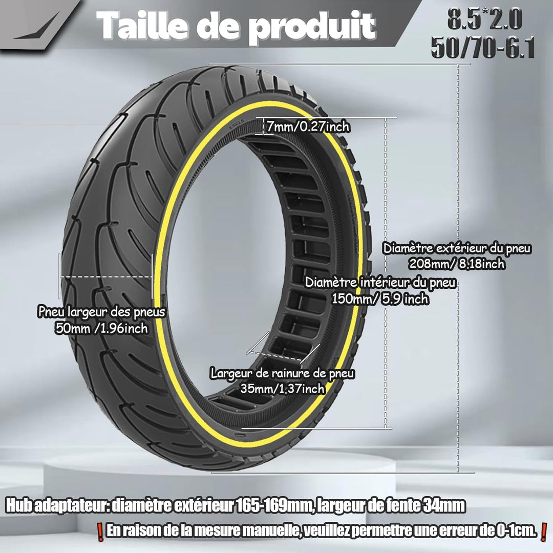2 Stück Vollgummireifen 8,5 x 2,0 Zoll, Anti-Loch-Reifen 50/75-6.1 Für Ninebot D38E/F65I/F25I, Xiaom