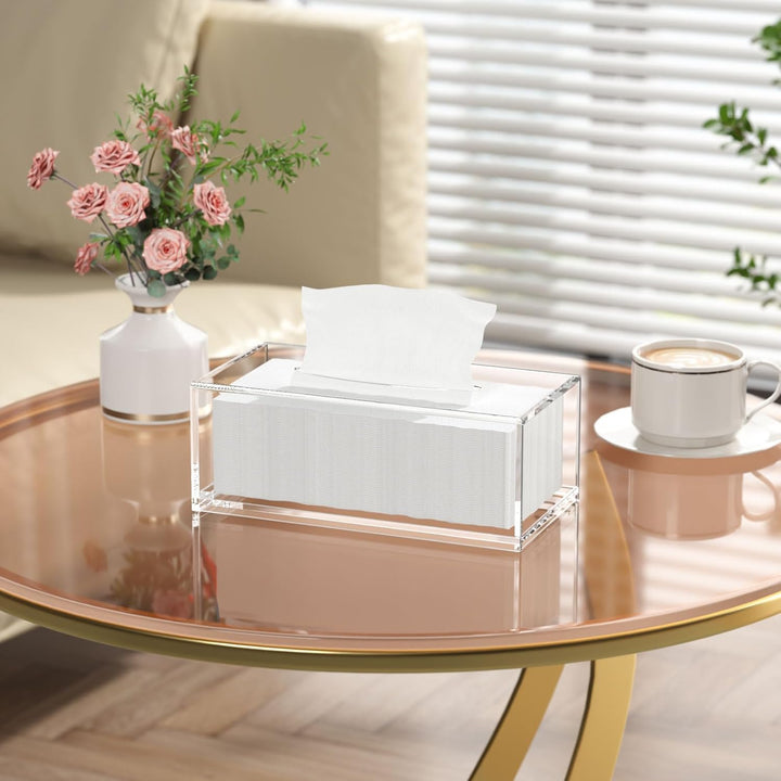 AITEE Acryl Kosmetiktücherbox: 25×13×9 cm Klarer Tücherbox mit Magnetabdeckung für Esszimmer Badezim