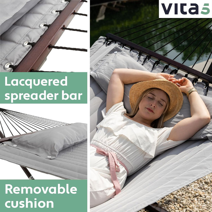 VITA5 Hängematte mit Gestell und Tisch - Hängematte Outdoor für den Garten, Pool & Balkon - Grosszüg