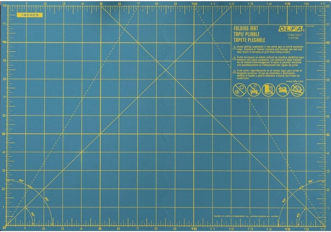Olfa Schneidematte : Faltbare: A3, Vinyl, Grün, 44x61x1 cm, 44x61x1 cm