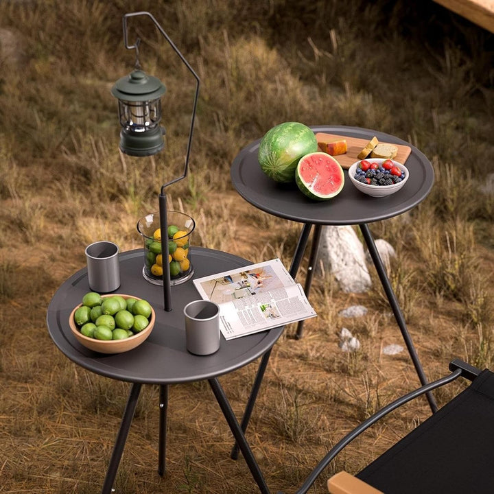 Runder Campingtisch, 38x138cm Tragbarer Campingtisch, Doppelschichtiger Klapptisch, Beistelltisch Ca