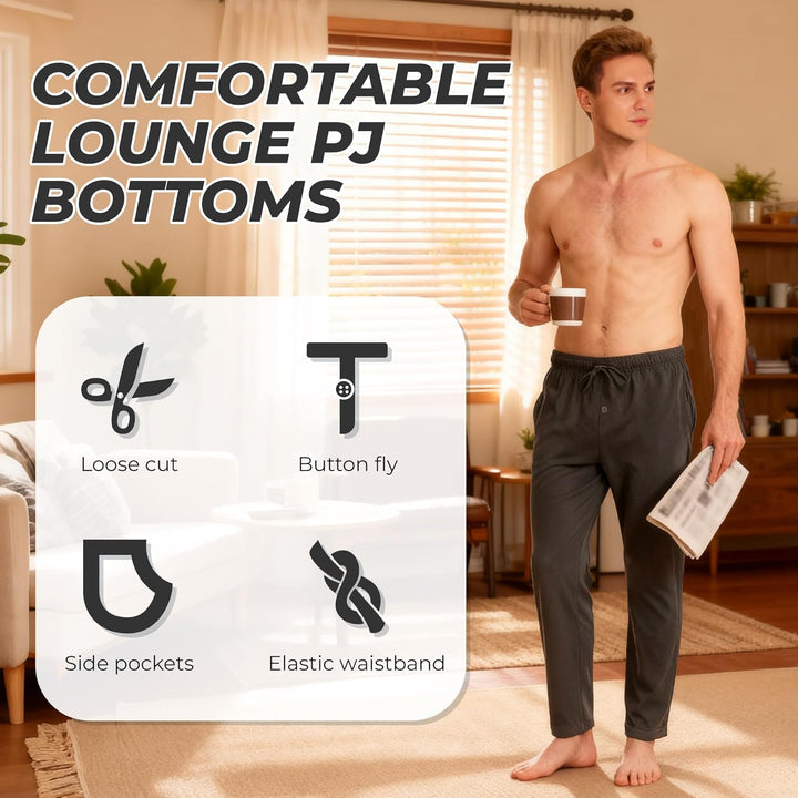 U2SKIIN Pyjamahose Herren lang 100% Baumwolle, Schlafhose Herren Schlafanzughose lang Pyjama Hose Sc