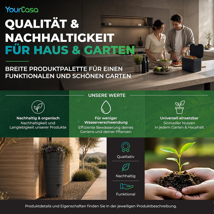 YourCasa Biomülleimer Küche Kora 4L Metall mit Aktivkohlefilter | Komposteimer Küche mit herausnehmb