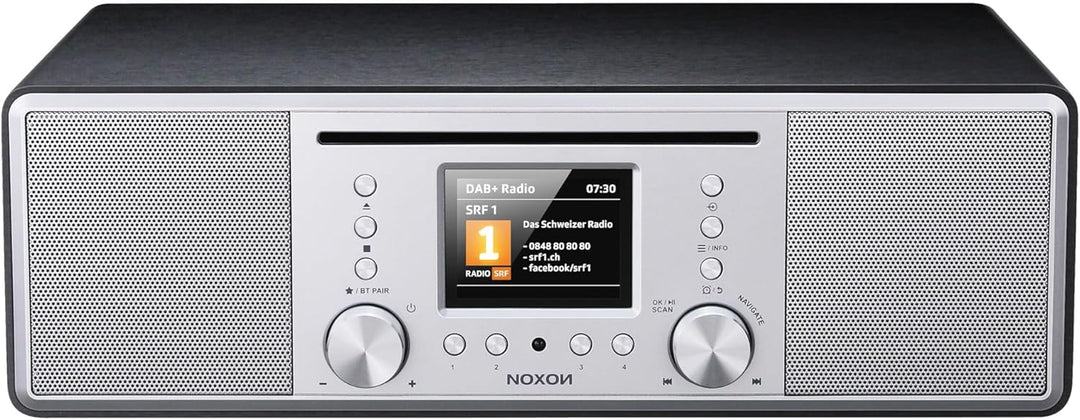 Noxon Furka Silber-Schwarz - DAB+, CD, UKW, Bluetooth, USB, AUX-IN, Stereo, Kopfhöreranschluss Silbe