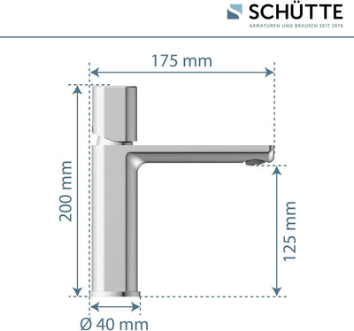 Schütte 33610 NEW YORK Waschtischarmatur mit Ablaufgarnitur, Mischbatterie mit Pop-Up Ventil, Badarm