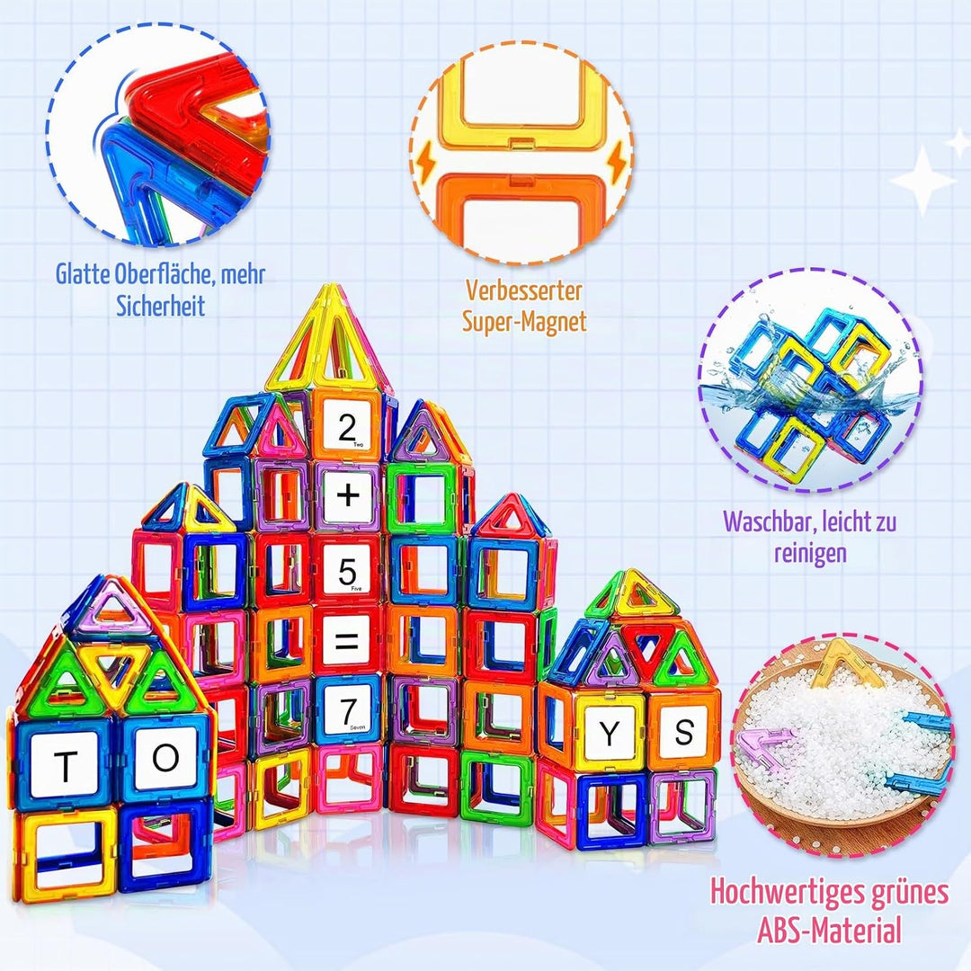 126 Teile Magnetische Bausteine, Magnetspielzeug Magnete für Kinder, Lustiges Pädagogisches Bauspiel