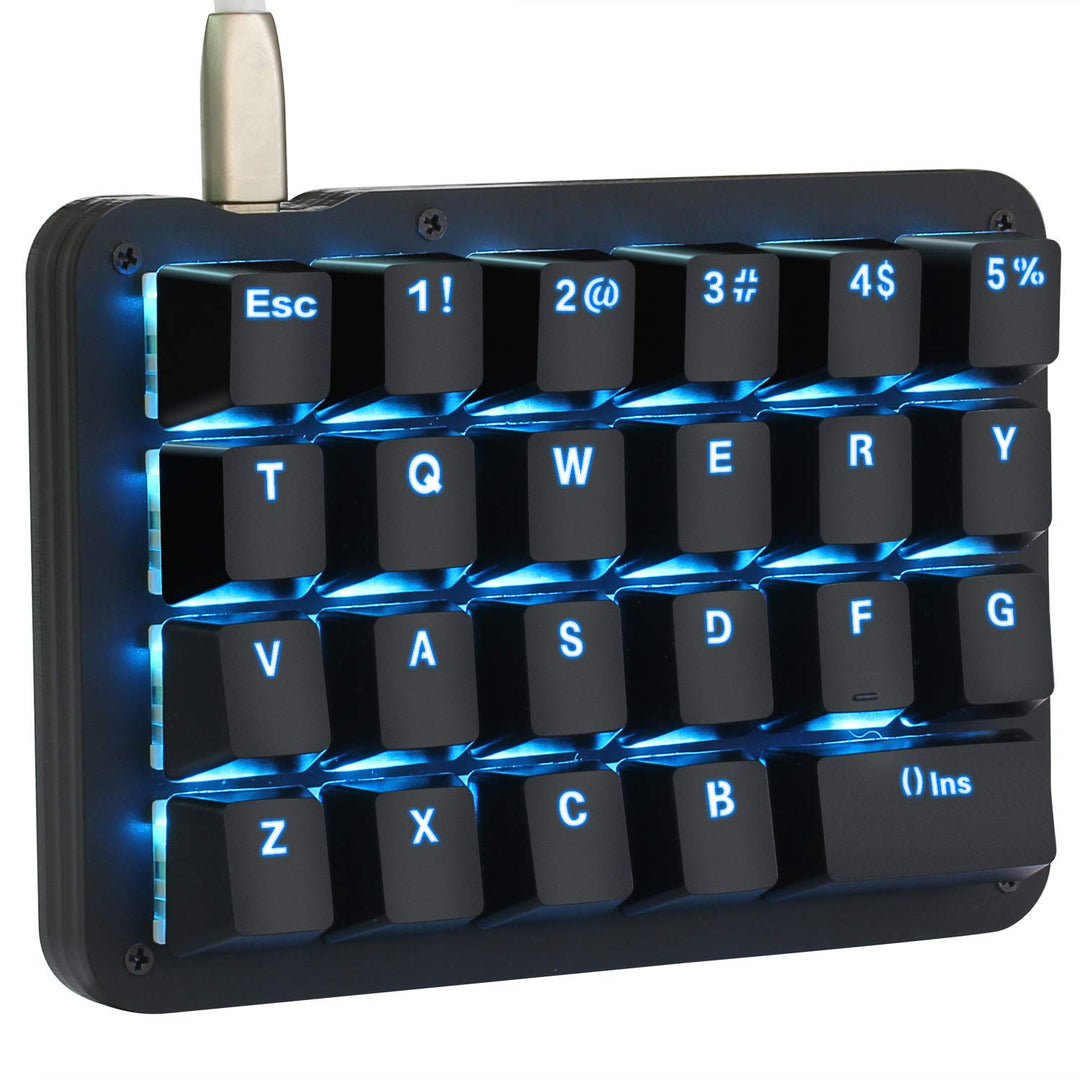 Koolertron Einhand Mini Tastatur, Mechanische Gaming Tastatur mit 23 Voll Programmierbaren Tasten, G